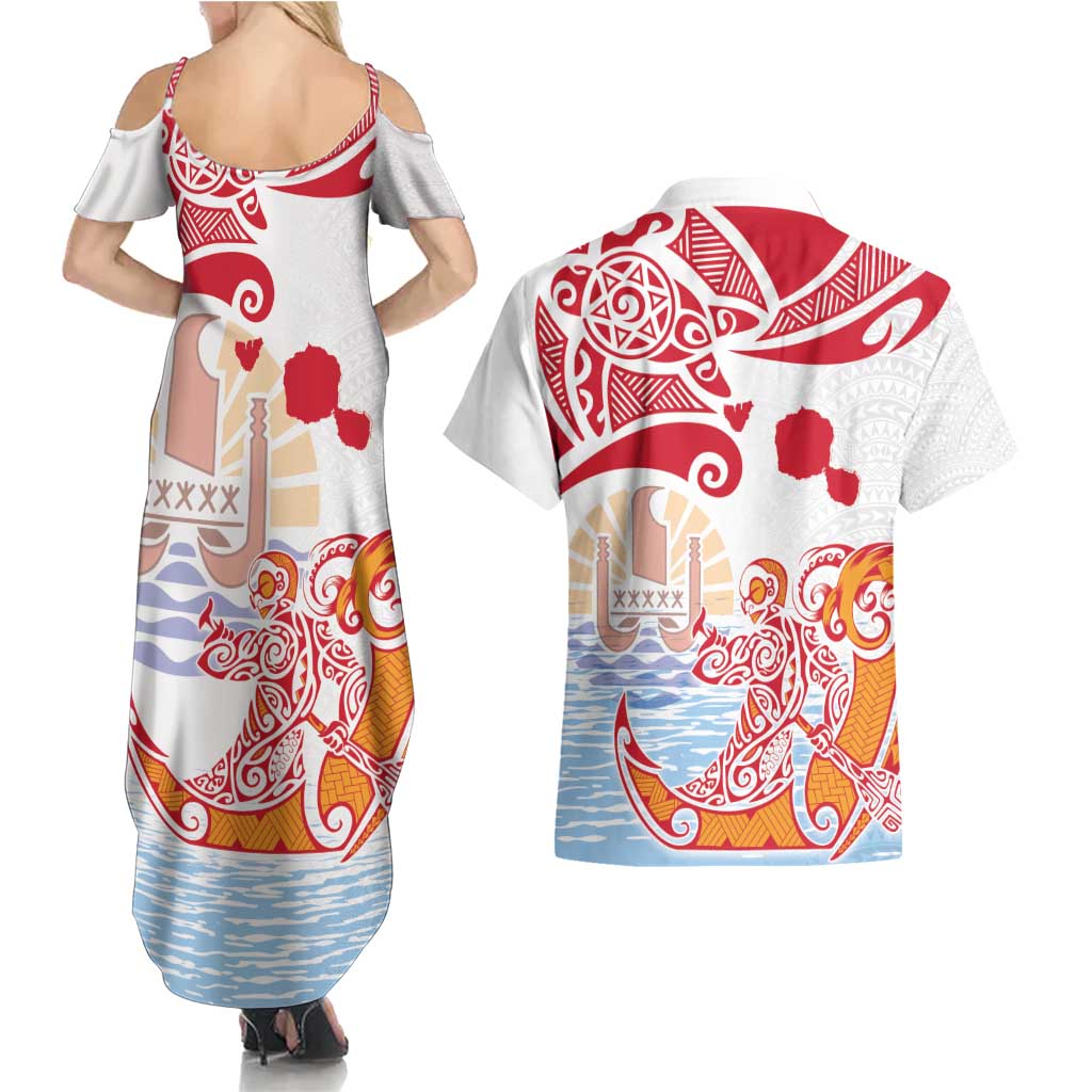 Hawaiki Nui Va'a Solo French Polynesia Couples Matching Summer Maxi Dress and Hawaiian Shirt Red Color LT03 - Polynesian Pride