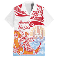 Hawaiki Nui Va'a Solo French Polynesia Family Matching Off Shoulder Maxi Dress and Hawaiian Shirt Red Color LT03 Dad's Shirt - Short Sleeve Red - Polynesian Pride