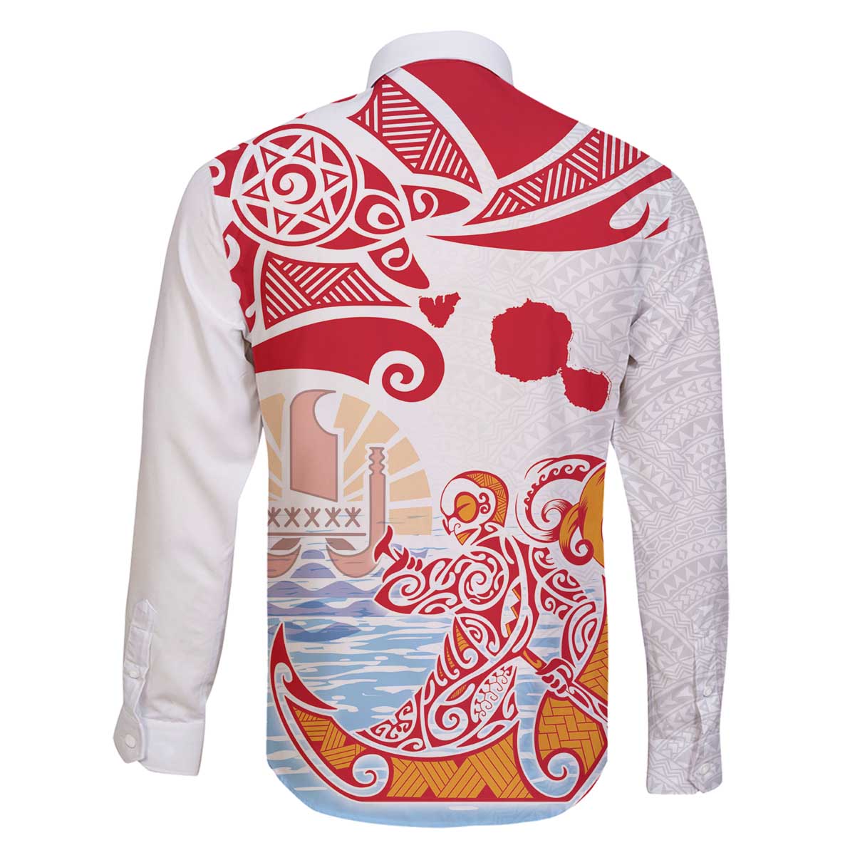 Hawaiki Nui Va'a Solo French Polynesia Family Matching Off Shoulder Short Dress and Hawaiian Shirt Red Color LT03 - Polynesian Pride
