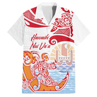 Hawaiki Nui Va'a Solo French Polynesia Family Matching Puletasi and Hawaiian Shirt Red Color LT03 Dad's Shirt - Short Sleeve Red - Polynesian Pride