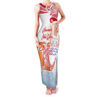 Hawaiki Nui Va'a Solo French Polynesia Family Matching Tank Maxi Dress and Hawaiian Shirt Red Color LT03 Mom's Dress Red - Polynesian Pride