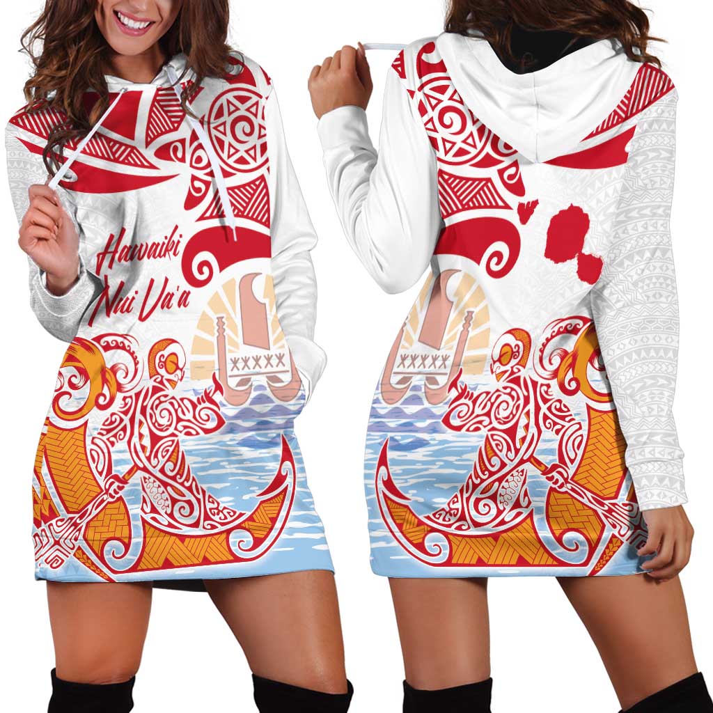 Hawaiki Nui Va'a Solo French Polynesia Hoodie Dress Red Color LT03 - Polynesian Pride