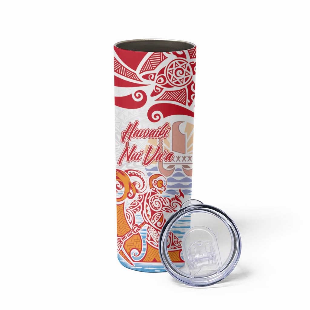 Hawaiki Nui Va'a Solo French Polynesia Skinny Tumbler Red Color LT03 - Polynesian Pride