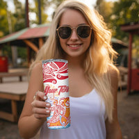 Hawaiki Nui Va'a Solo French Polynesia Skinny Tumbler Red Color LT03 - Polynesian Pride