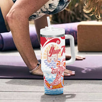 Hawaiki Nui Va'a Solo French Polynesia Tumbler With Handle Red Color