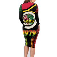 Vanuatu Constitution Day Family Matching Long Sleeve Bodycon Dress and Hawaiian Shirt Polynesian Tattoo and Pig Tusk Since 1979 LT03 - Polynesian Pride