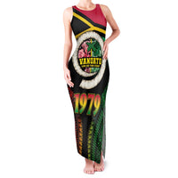 Vanuatu Constitution Day Family Matching Tank Maxi Dress and Hawaiian Shirt Polynesian Tattoo and Pig Tusk Since 1979 LT03 Mom's Dress Black - Polynesian Pride