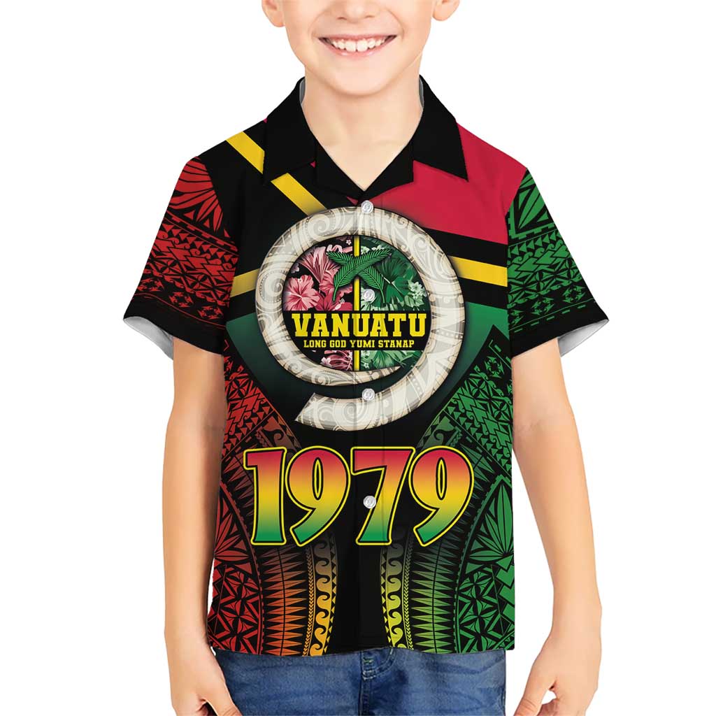 Vanuatu Constitution Day Hawaiian Shirt Polynesian Tattoo and Pig Tusk Since 1979