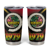 Vanuatu Constitution Day Tumbler Cup Polynesian Tattoo and Pig Tusk Since 1979