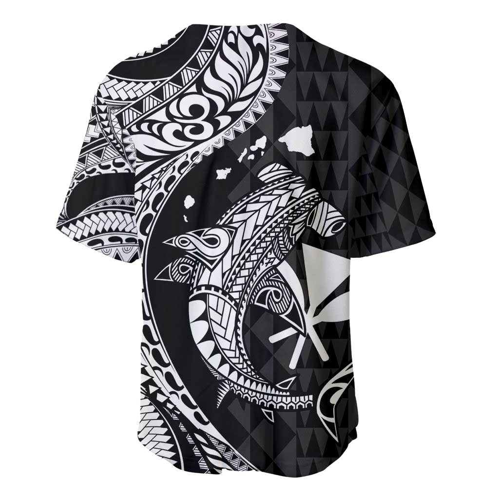 Aloha Hawaii Hammerhead Shark Baseball Jersey Black Kakau and Polynesian Tattoo LT03 - Polynesian Pride