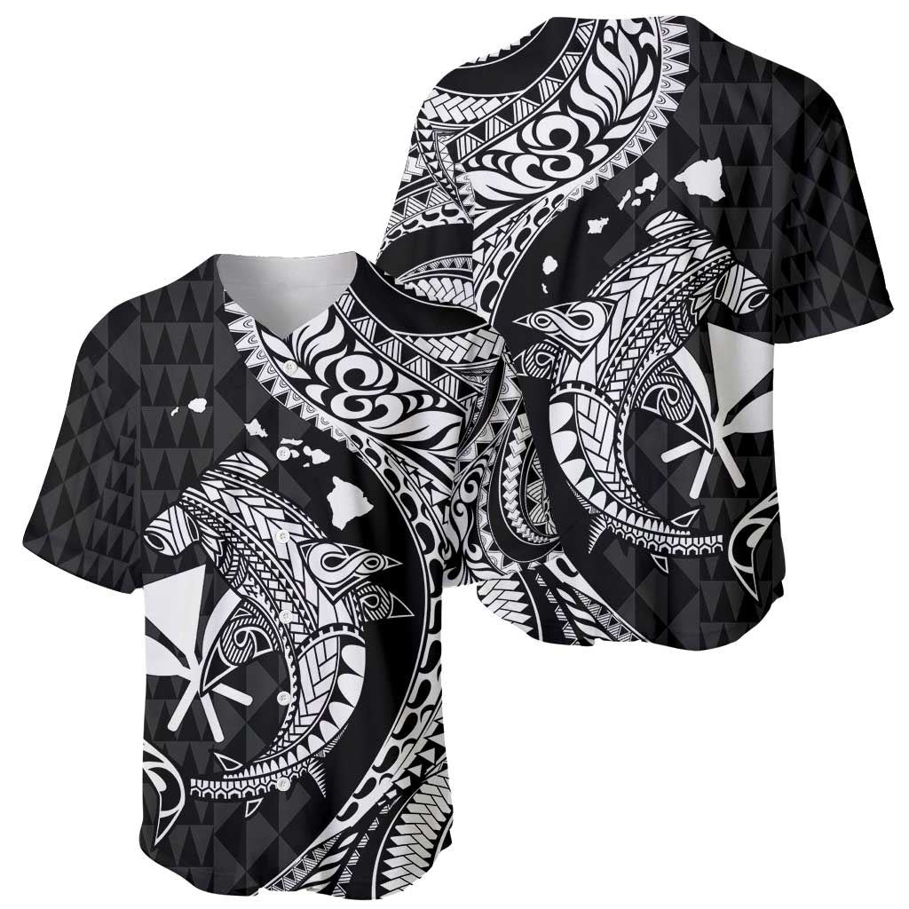 Aloha Hawaii Hammerhead Shark Baseball Jersey Black Kakau and Polynesian Tattoo LT03 - Polynesian Pride