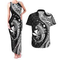 Aloha Hawaii Hammerhead Shark Couples Matching Tank Maxi Dress and Hawaiian Shirt Black Kakau and Polynesian Tattoo LT03 Black - Polynesian Pride