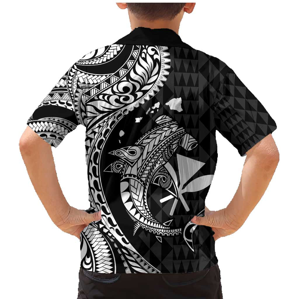 Aloha Hawaii Hammerhead Shark Family Matching Mermaid Dress and Hawaiian Shirt Black Kakau and Polynesian Tattoo LT03 - Polynesian Pride