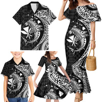Aloha Hawaii Hammerhead Shark Family Matching Mermaid Dress and Hawaiian Shirt Black Kakau and Polynesian Tattoo LT03 - Polynesian Pride