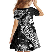 Aloha Hawaii Hammerhead Shark Family Matching Off Shoulder Short Dress and Hawaiian Shirt Black Kakau and Polynesian Tattoo LT03 - Polynesian Pride
