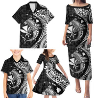 Aloha Hawaii Hammerhead Shark Family Matching Puletasi and Hawaiian Shirt Black Kakau and Polynesian Tattoo LT03 - Polynesian Pride