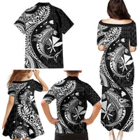 Aloha Hawaii Hammerhead Shark Family Matching Puletasi and Hawaiian Shirt Black Kakau and Polynesian Tattoo LT03 - Polynesian Pride