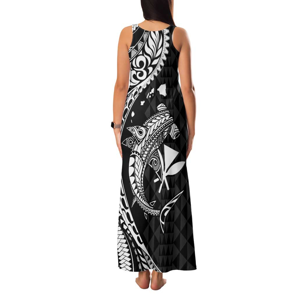 Aloha Hawaii Hammerhead Shark Family Matching Tank Maxi Dress and Hawaiian Shirt Black Kakau and Polynesian Tattoo LT03 - Polynesian Pride