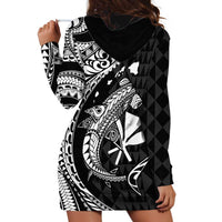 Aloha Hawaii Hammerhead Shark Hoodie Dress Black Kakau and Polynesian Tattoo LT03 - Polynesian Pride