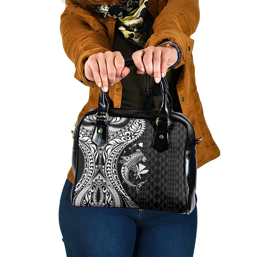 Aloha Hawaii Hammerhead Shark Shoulder Handbag Black Kakau and Polynesian Tattoo LT03 One Size Black - Polynesian Pride
