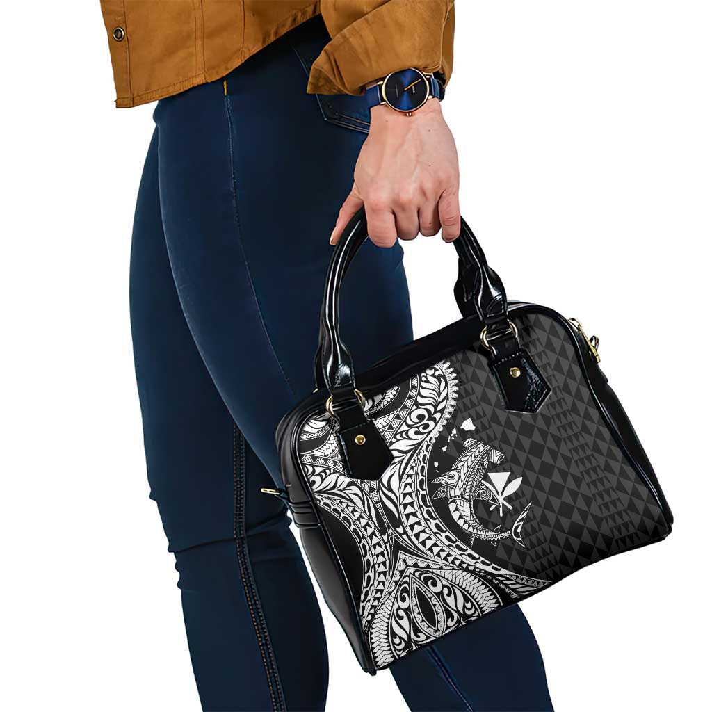 Aloha Hawaii Hammerhead Shark Shoulder Handbag Black Kakau and Polynesian Tattoo LT03 - Polynesian Pride