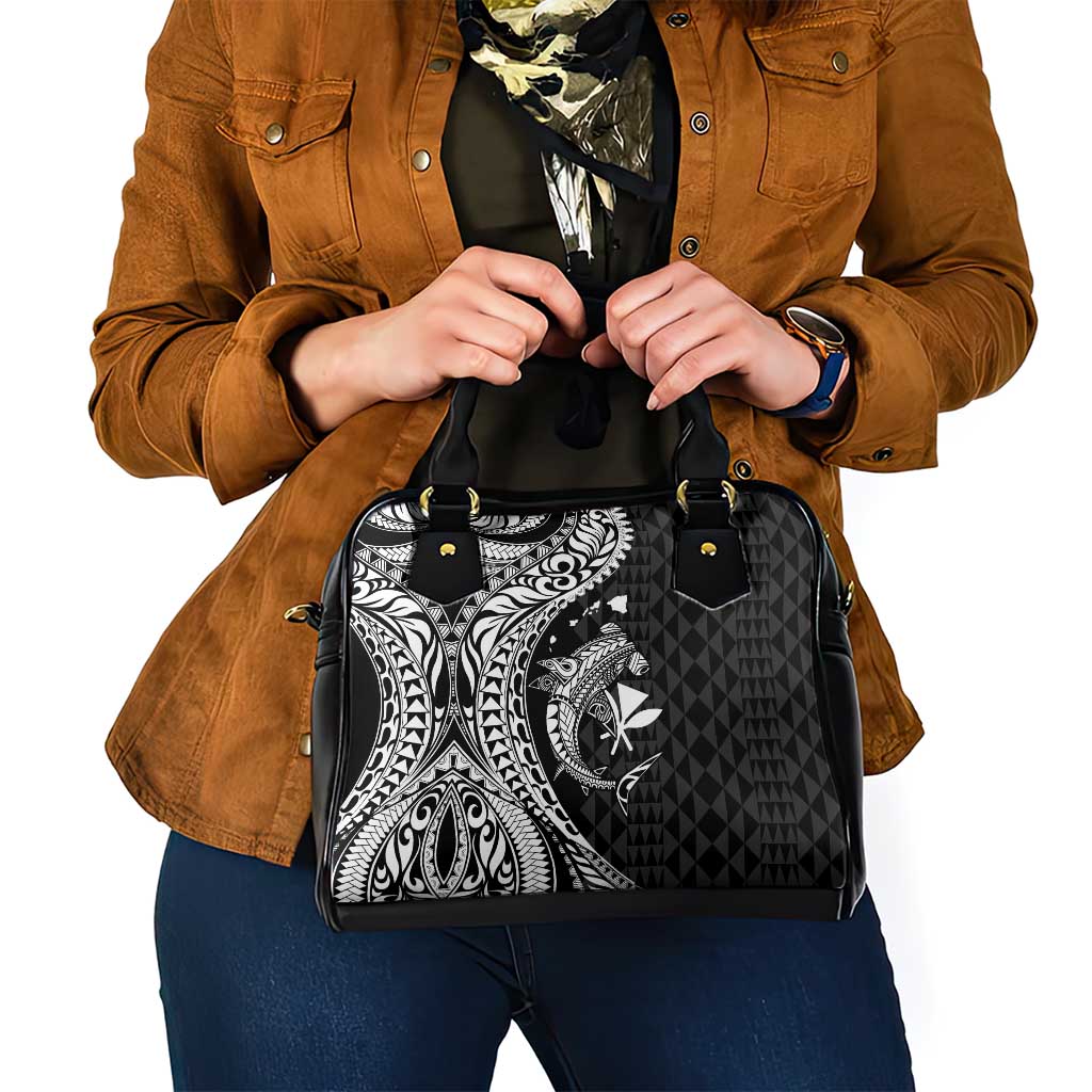 Aloha Hawaii Hammerhead Shark Shoulder Handbag Black Kakau and Polynesian Tattoo LT03 - Polynesian Pride