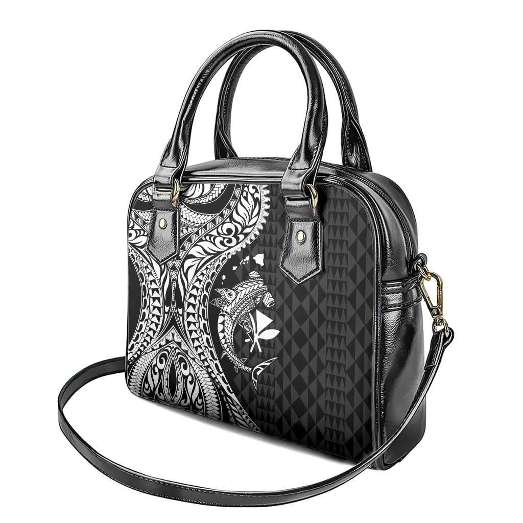 Aloha Hawaii Hammerhead Shark Shoulder Handbag Black Kakau and Polynesian Tattoo LT03 - Polynesian Pride