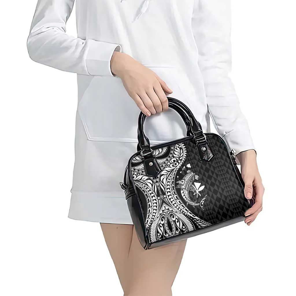 Aloha Hawaii Hammerhead Shark Shoulder Handbag Black Kakau and Polynesian Tattoo LT03 - Polynesian Pride