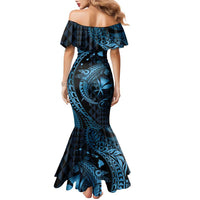 Aloha Hawaii Hammerhead Shark Family Matching Mermaid Dress and Hawaiian Shirt Blue Kakau and Polynesian Tattoo LT03 - Polynesian Pride