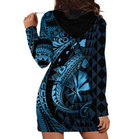 Aloha Hawaii Hammerhead Shark Hoodie Dress Blue Kakau and Polynesian Tattoo LT03 - Polynesian Pride