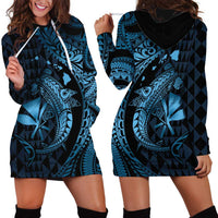Aloha Hawaii Hammerhead Shark Hoodie Dress Blue Kakau and Polynesian Tattoo LT03 - Polynesian Pride