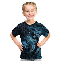 Aloha Hawaii Hammerhead Shark Kid T Shirt Blue Kakau and Polynesian Tattoo LT03 Blue - Polynesian Pride