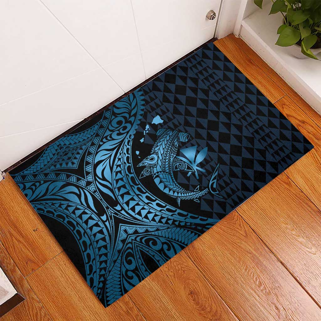 Aloha Hawaii Hammerhead Shark Rubber Doormat Blue Kakau and Polynesian Tattoo LT03 - Polynesian Pride