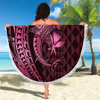 Aloha Hawaii Hammerhead Shark Beach Blanket Pink Kakau and Polynesian Tattoo LT03 - Polynesian Pride