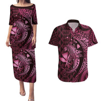 Aloha Hawaii Hammerhead Shark Couples Matching Puletasi and Hawaiian Shirt Pink Kakau and Polynesian Tattoo LT03 Pink - Polynesian Pride