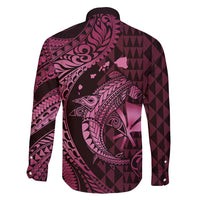 Aloha Hawaii Hammerhead Shark Family Matching Summer Maxi Dress and Hawaiian Shirt Pink Kakau and Polynesian Tattoo LT03 - Polynesian Pride
