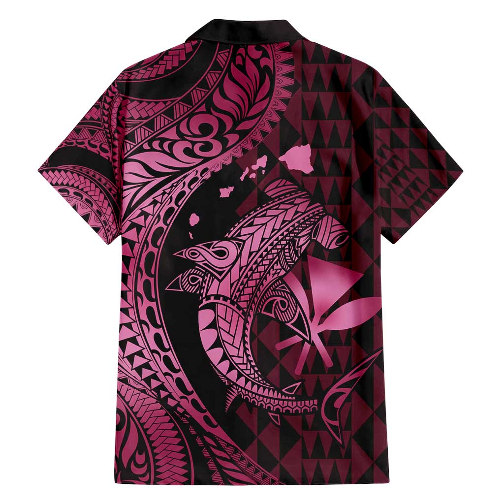 Aloha Hawaii Hammerhead Shark Family Matching Tank Maxi Dress and Hawaiian Shirt Pink Kakau and Polynesian Tattoo LT03 - Polynesian Pride