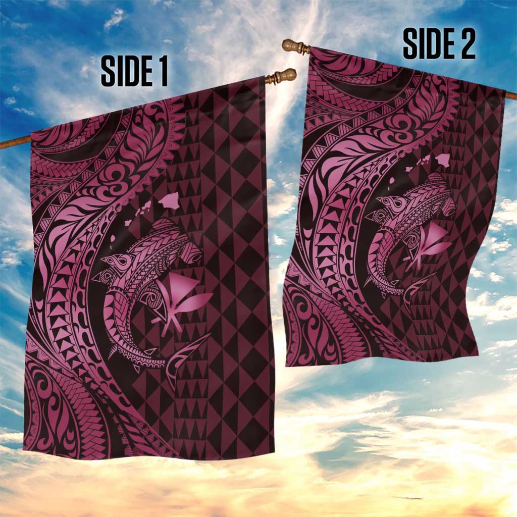 Aloha Hawaii Hammerhead Shark Garden Flag Pink Kakau and Polynesian Tattoo LT03 - Polynesian Pride