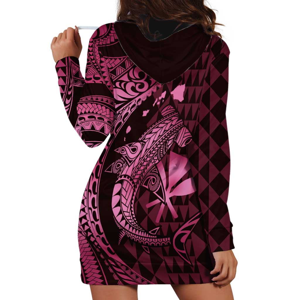 Aloha Hawaii Hammerhead Shark Hoodie Dress Pink Kakau and Polynesian Tattoo LT03 - Polynesian Pride