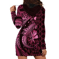Aloha Hawaii Hammerhead Shark Hoodie Dress Pink Kakau and Polynesian Tattoo LT03 - Polynesian Pride