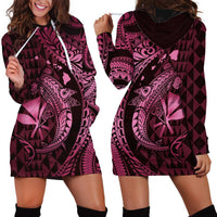 Aloha Hawaii Hammerhead Shark Hoodie Dress Pink Kakau and Polynesian Tattoo LT03 - Polynesian Pride