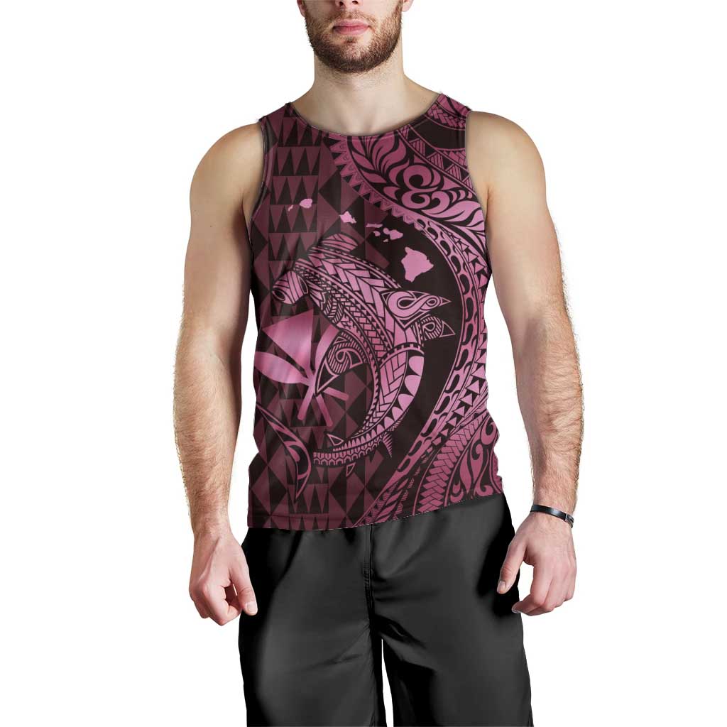 Aloha Hawaii Hammerhead Shark Men Tank Top Pink Kakau and Polynesian Tattoo LT03 - Polynesian Pride