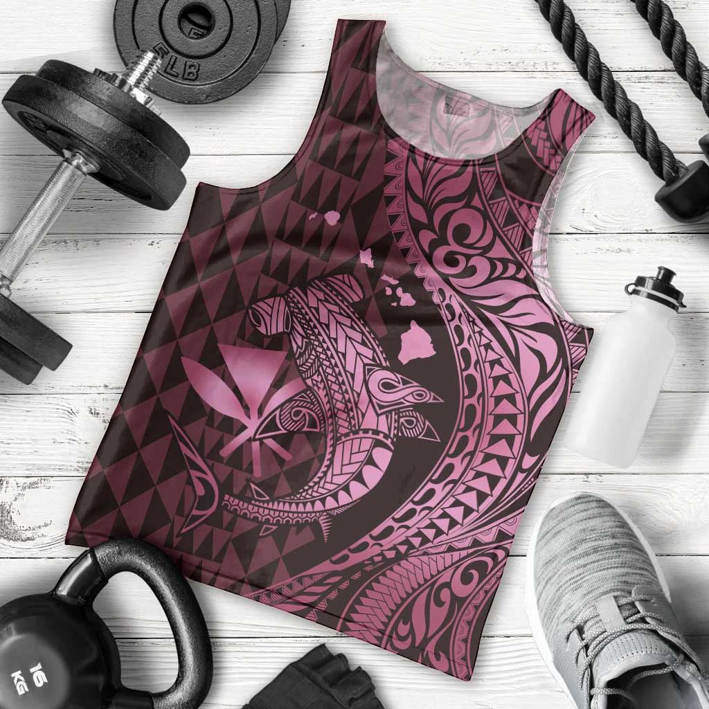 Aloha Hawaii Hammerhead Shark Men Tank Top Pink Kakau and Polynesian Tattoo LT03 - Polynesian Pride