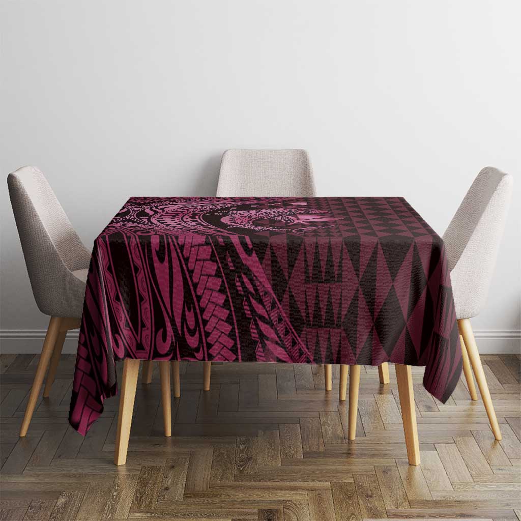 Aloha Hawaii Hammerhead Shark Tablecloth Pink Kakau and Polynesian Tattoo LT03