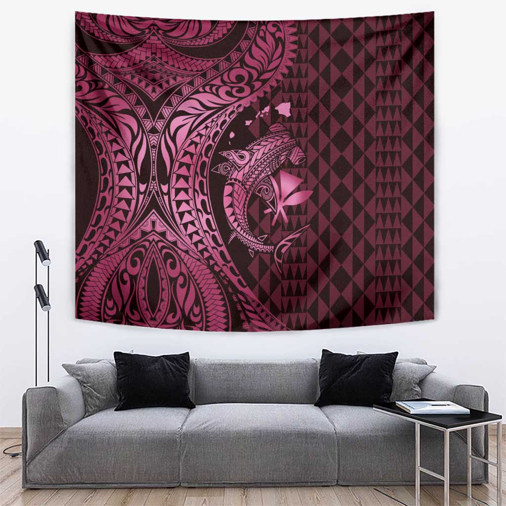 Aloha Hawaii Hammerhead Shark Tapestry Pink Kakau and Polynesian Tattoo LT03 Pink - Polynesian Pride