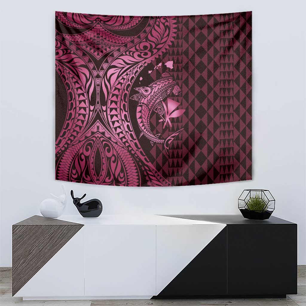 Aloha Hawaii Hammerhead Shark Tapestry Pink Kakau and Polynesian Tattoo LT03 - Polynesian Pride