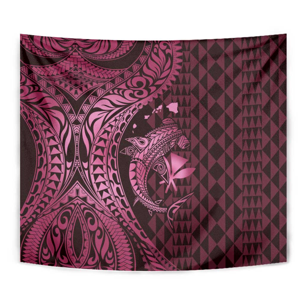 Aloha Hawaii Hammerhead Shark Tapestry Pink Kakau and Polynesian Tattoo LT03 - Polynesian Pride