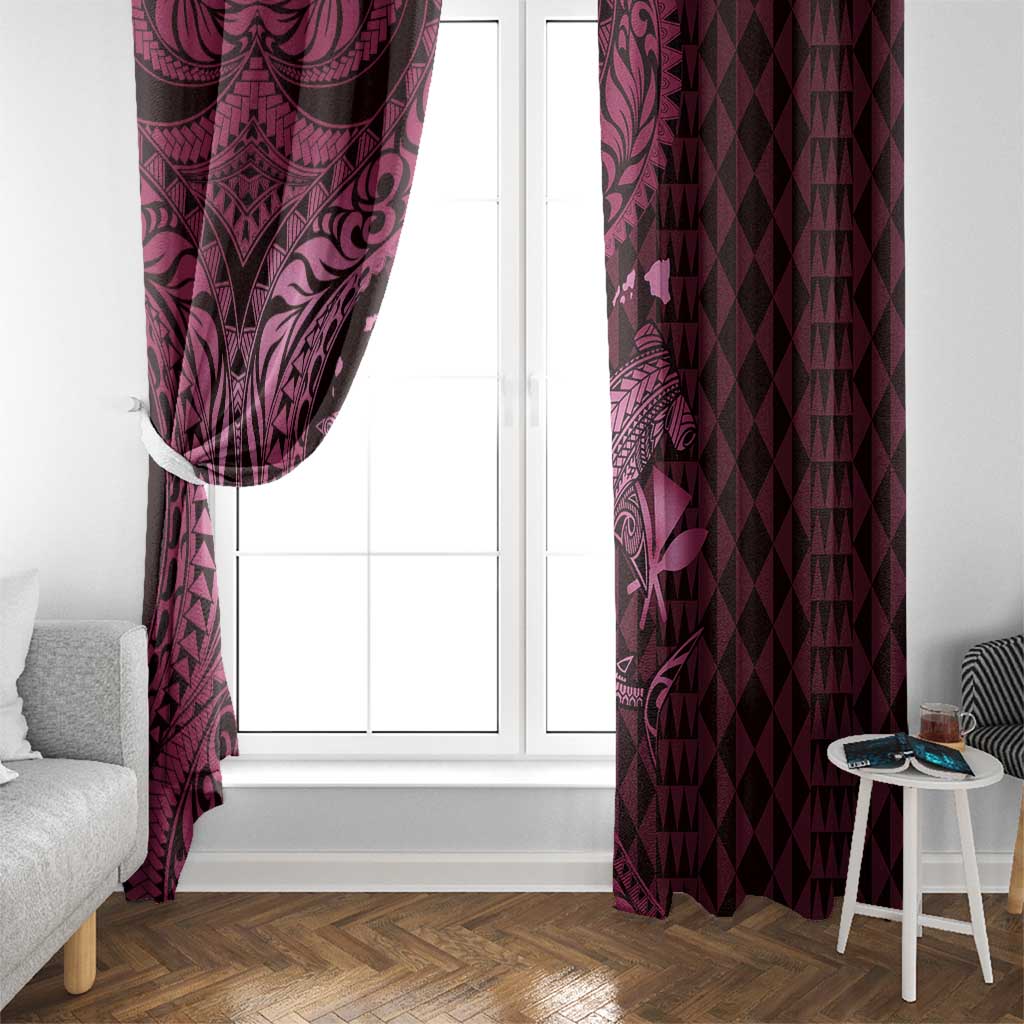 Aloha Hawaii Hammerhead Shark Window Curtain Pink Kakau and Polynesian Tattoo LT03