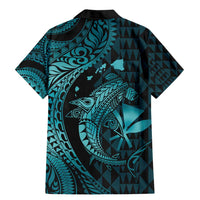 Aloha Hawaii Hammerhead Shark Family Matching Mermaid Dress and Hawaiian Shirt Turquoise Kakau and Polynesian Tattoo LT03 - Polynesian Pride