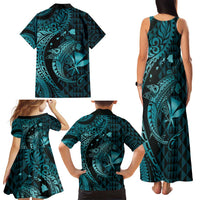 Aloha Hawaii Hammerhead Shark Family Matching Tank Maxi Dress and Hawaiian Shirt Turquoise Kakau and Polynesian Tattoo LT03 - Polynesian Pride